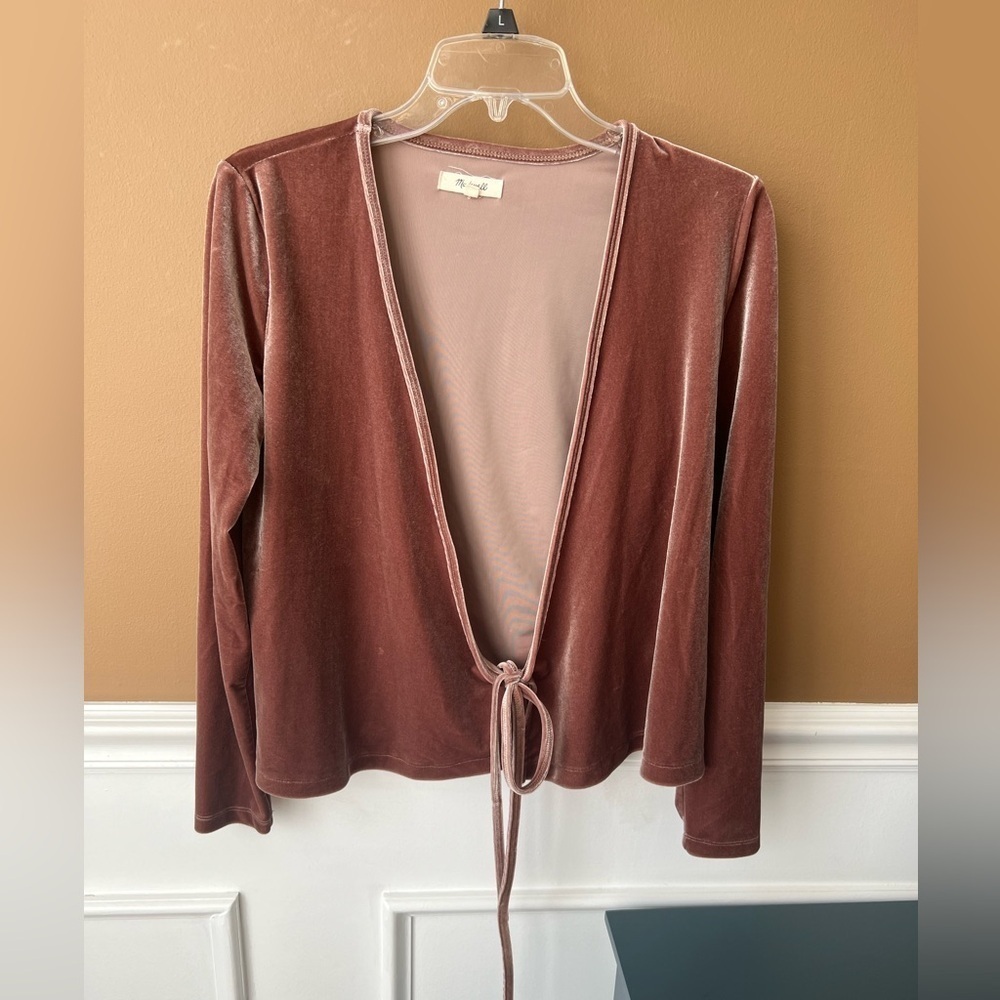 Madewell Velvet Ballet Wrap Top Warm Ash Size Small Feminine - Picture 5 of 12